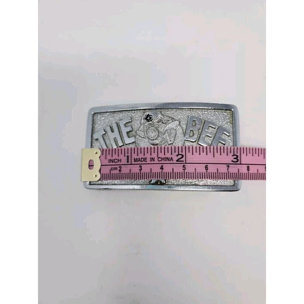 VINTAGE SILVER TONE METAL BELT BUCKLE SACRAMENTO THE BEE NEWSPAPER 1980S